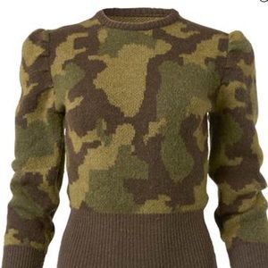 VENUS - Camo Print Puff Sleeve Sweater